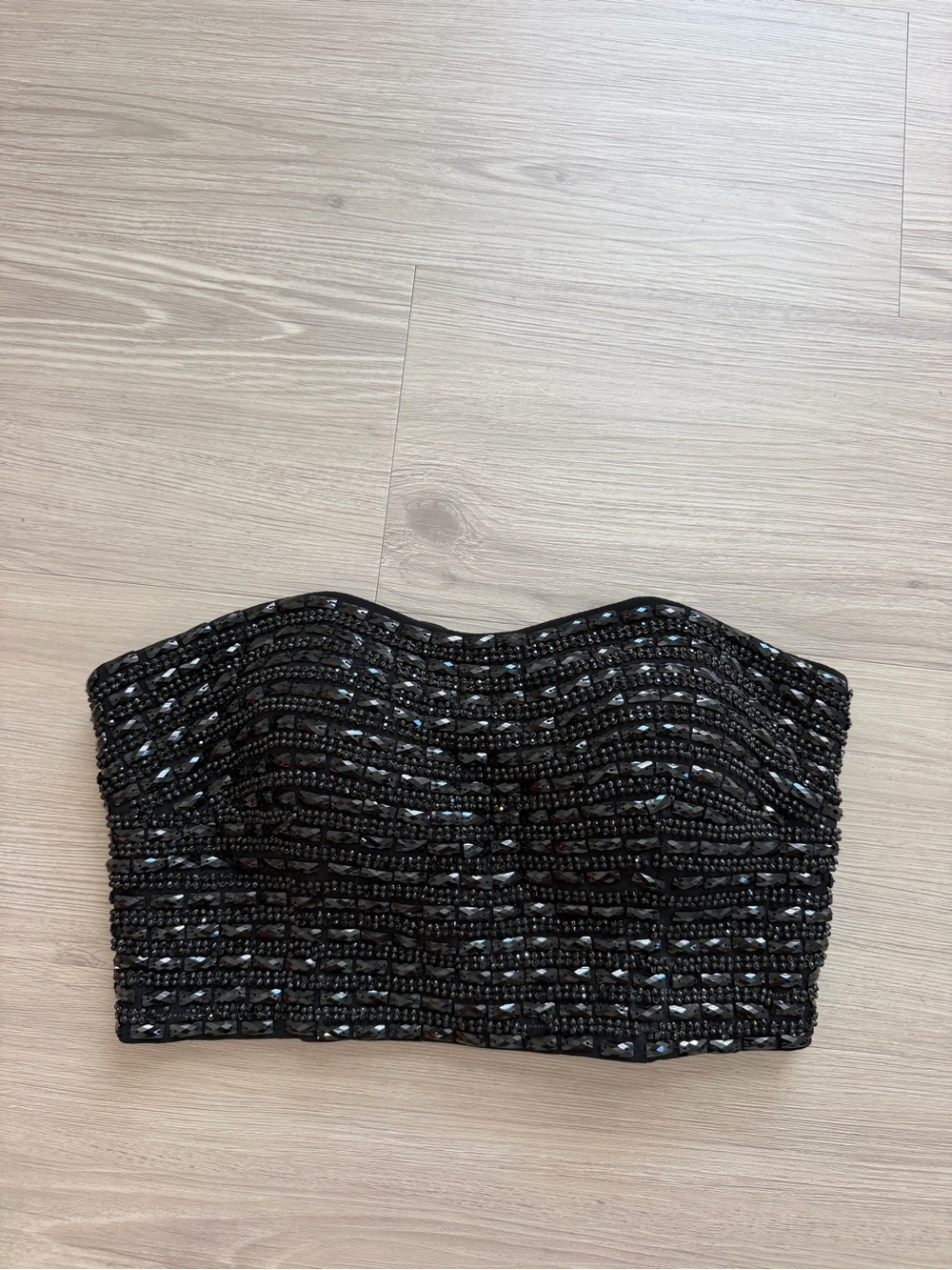Tiffany Designs Black Beaded Strapless Bandeau